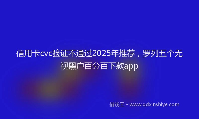 信用卡cvc验证不通过2025年推荐，罗列五个无视黑户百分百下款app
