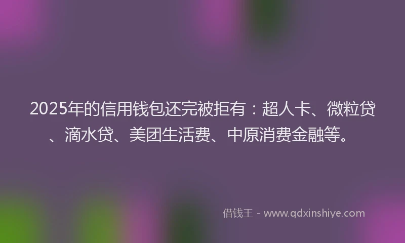 2025年的信用钱包还完被拒有:超人卡、微粒贷、滴水贷、美团生活费、中原消费金融等。