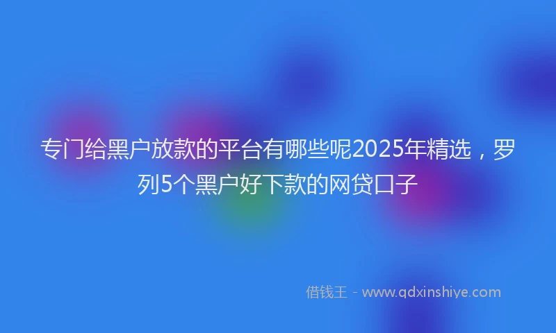 专门给黑户放款的平台有哪些呢2025年精选，罗列5个黑户好下款的网贷口子