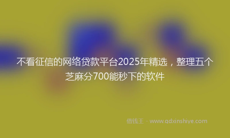 不看征信的网络贷款平台2025年精选，整理五个芝麻分700能秒下的软件