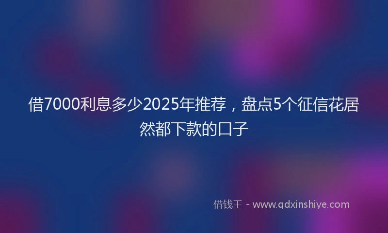 借7000利息多少2025年推荐，盘点5个征信花居然都下款的口子