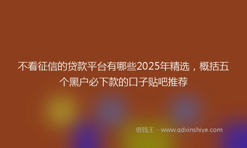 不看征信的贷款平台有哪些2025年精选，概括五个黑户必下款的口子贴吧推荐