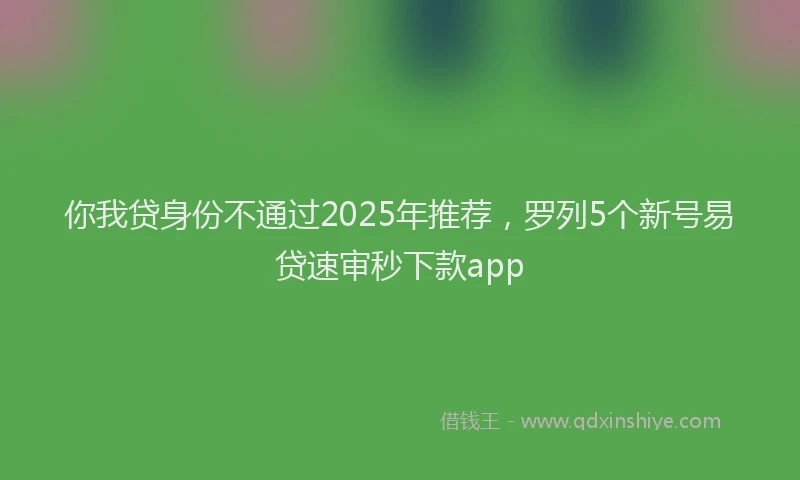 你我贷身份不通过2025年推荐，罗列5个新号易贷速审秒下款app