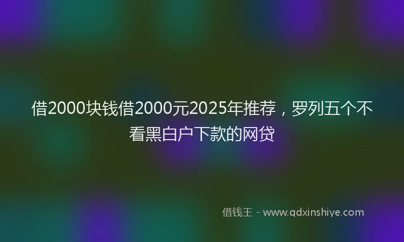 借2000块钱借2000元2025年推荐，罗列五个不看黑白户下款的网贷