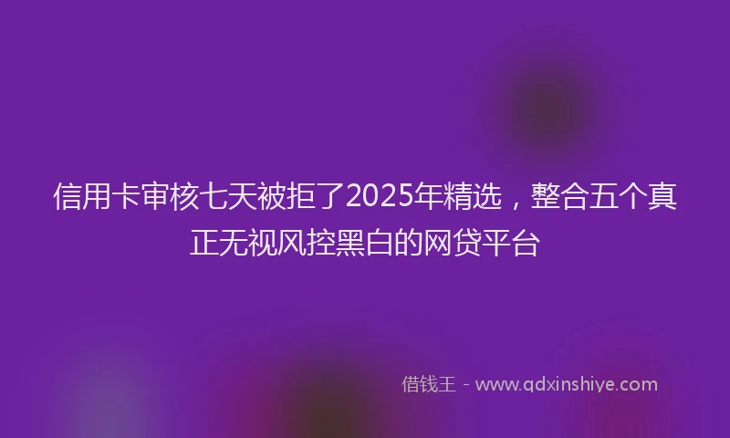 信用卡审核七天被拒了2025年精选，整合五个真正无视风控黑白的网贷平台