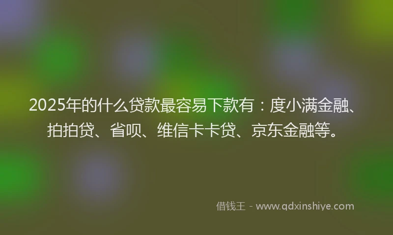 2025年的什么贷款最容易下款有：度小满金融、拍拍贷、省呗、维信卡卡贷、京东金融等。