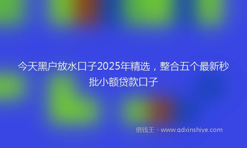 今天黑户放水口子2025年精选，整合五个最新秒批小额贷款口子