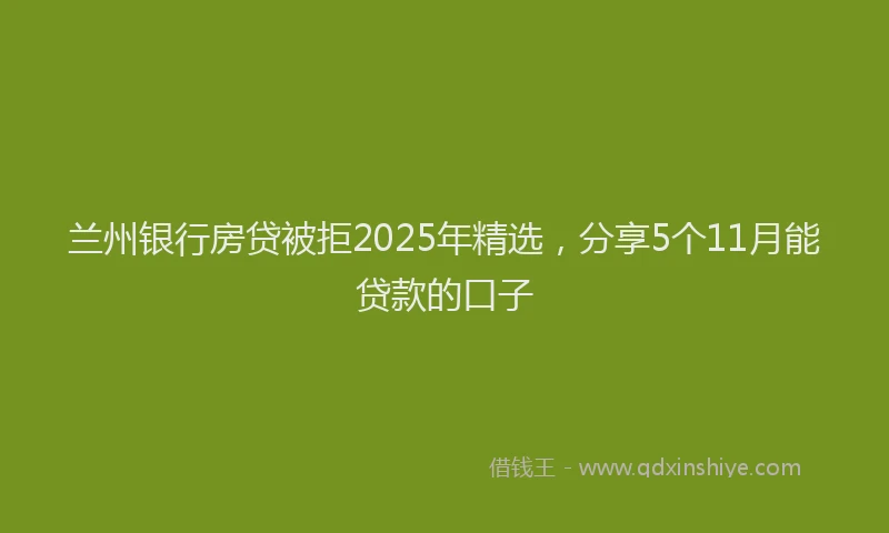 兰州银行房贷被拒2025年精选，分享5个11月能贷款的口子