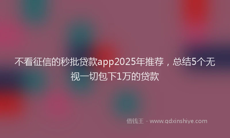 不看征信的秒批贷款app2025年推荐，总结5个无视一切包下1万的贷款