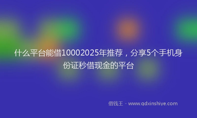 什么平台能借10002025年推荐，分享5个手机身份证秒借现金的平台