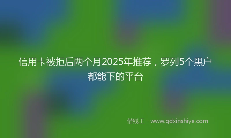 信用卡被拒后两个月2025年推荐，罗列5个黑户都能下的平台
