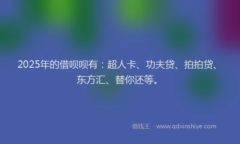 2025年的借呗呗有：超人卡、功夫贷、拍拍贷、东方汇、替你还等。