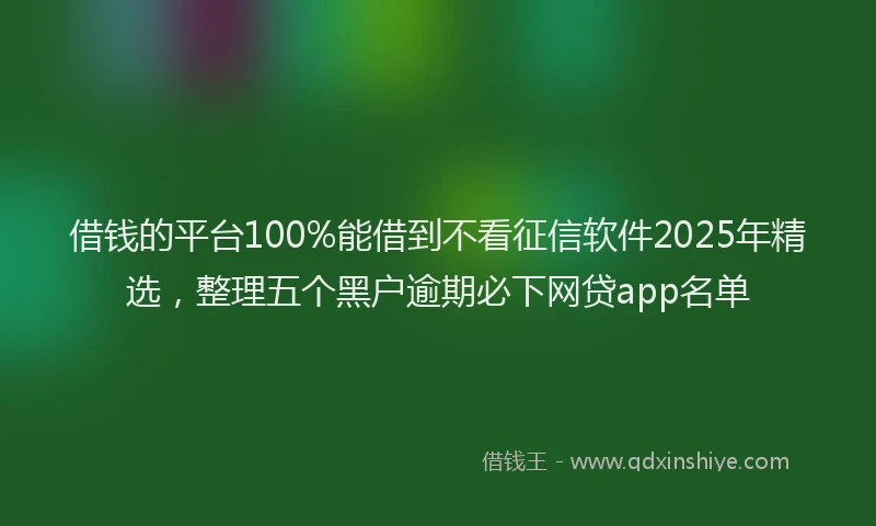 借钱的平台100%能借到不看征信软件2025年精选，整理五个黑户逾期必下网贷app名单