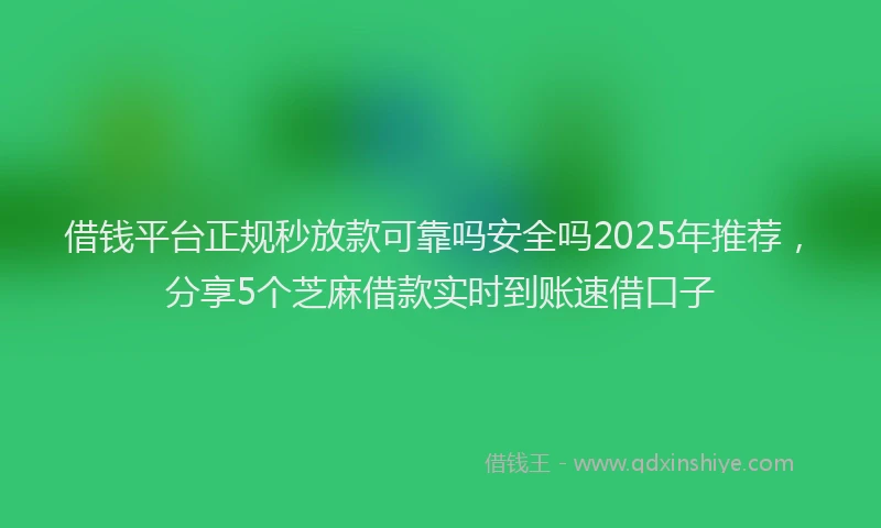 借钱平台正规秒放款可靠吗安全吗2025年推荐，分享5个芝麻借款实时到账速借口子