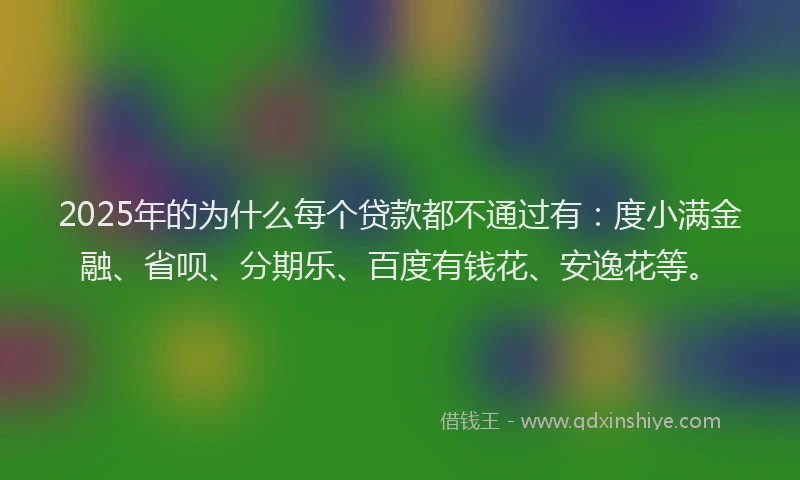 2025年的为什么每个贷款都不通过有：度小满金融、省呗、分期乐、百度有钱花、安逸花等。