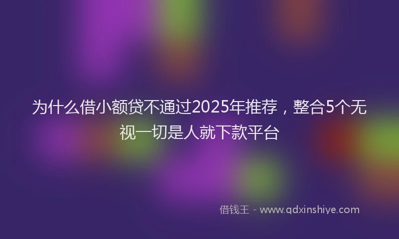 为什么借小额贷不通过2025年推荐，整合5个无视一切是人就下款平台
