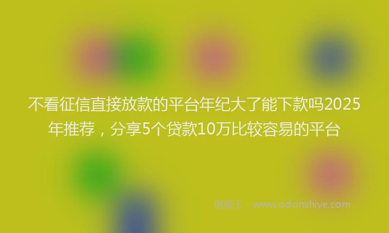 不看征信直接放款的平台年纪大了能下款吗2025年推荐，分享5个贷款10万比较容易的平台