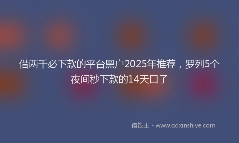 借两千必下款的平台黑户2025年推荐，罗列5个夜间秒下款的14天口子