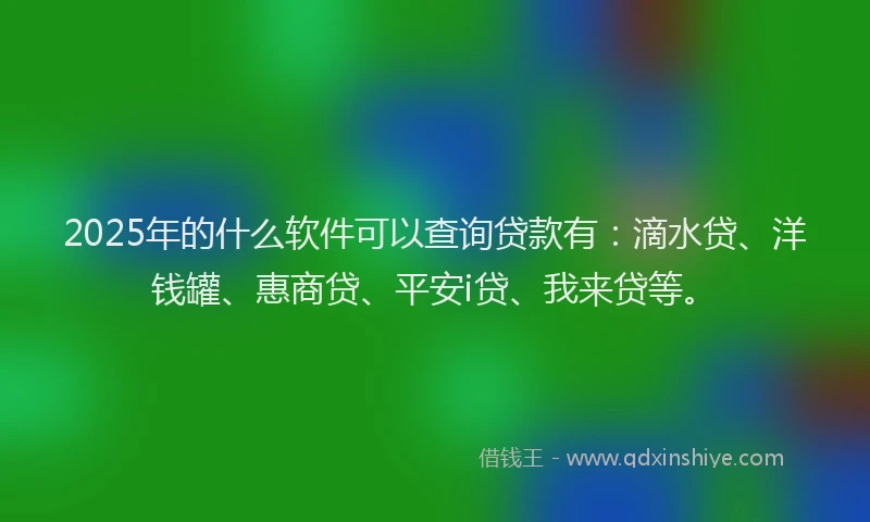 2025年的什么软件可以查询贷款有：滴水贷、洋钱罐、惠商贷、平安i贷、我来贷等。