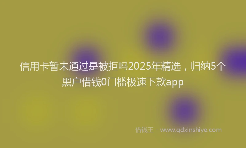 信用卡暂未通过是被拒吗2025年精选，归纳5个黑户借钱0门槛极速下款app