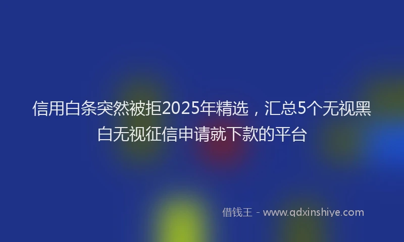 信用白条突然被拒2025年精选，汇总5个无视黑白无视征信申请就下款的平台