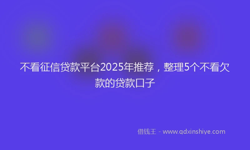 不看征信贷款平台2025年推荐，整理5个不看欠款的贷款口子