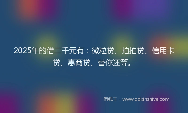 2025年的借二千元有：微粒贷、拍拍贷、信用卡贷、惠商贷、替你还等。