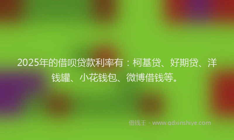 2025年的借呗贷款利率有：柯基贷、好期贷、洋钱罐、小花钱包、微博借钱等。