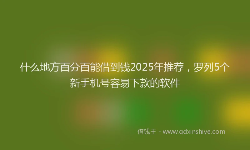 什么地方百分百能借到钱2025年推荐，罗列5个新手机号容易下款的软件