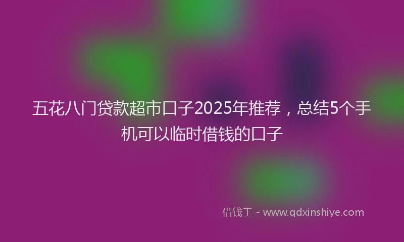 五花八门贷款超市口子2025年推荐，总结5个手机可以临时借钱的口子