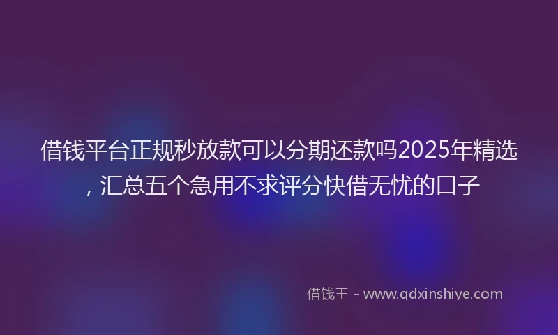 借钱平台正规秒放款可以分期还款吗2025年精选，汇总五个急用不求评分快借无忧的口子