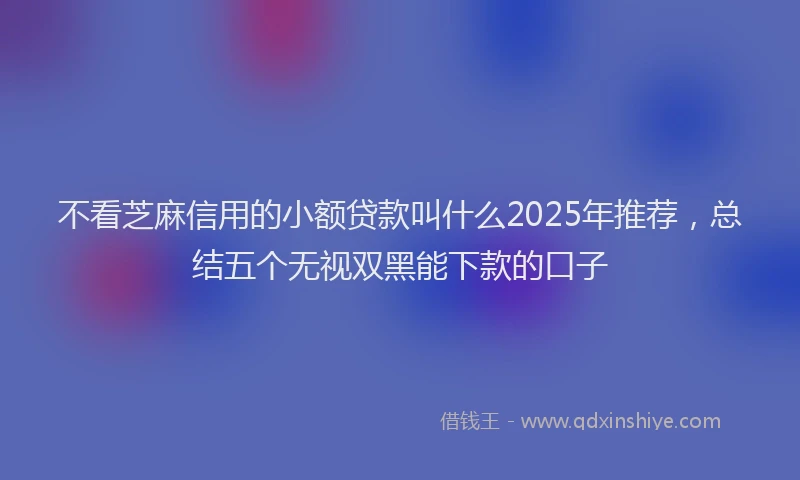 不看芝麻信用的小额贷款叫什么2025年推荐，总结五个无视双黑能下款的口子