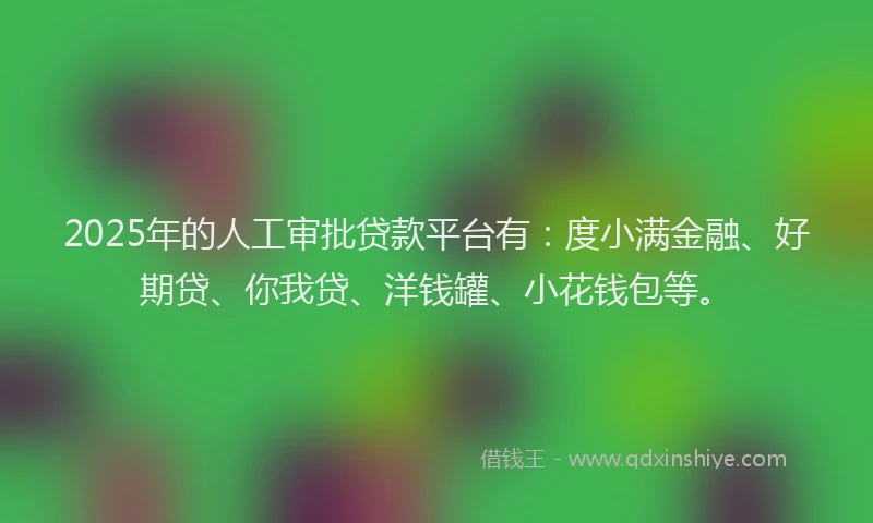 2025年的人工审批贷款平台有：度小满金融、好期贷、你我贷、洋钱罐、小花钱包等。