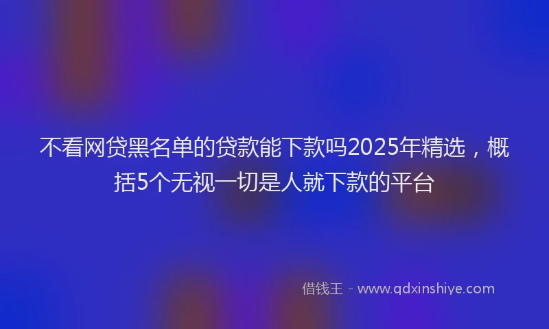 不看网贷黑名单的贷款能下款吗2025年精选，概括5个无视一切是人就下款的平台