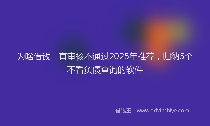 为啥借钱一直审核不通过2025年推荐，归纳5个不看负债查询的软件