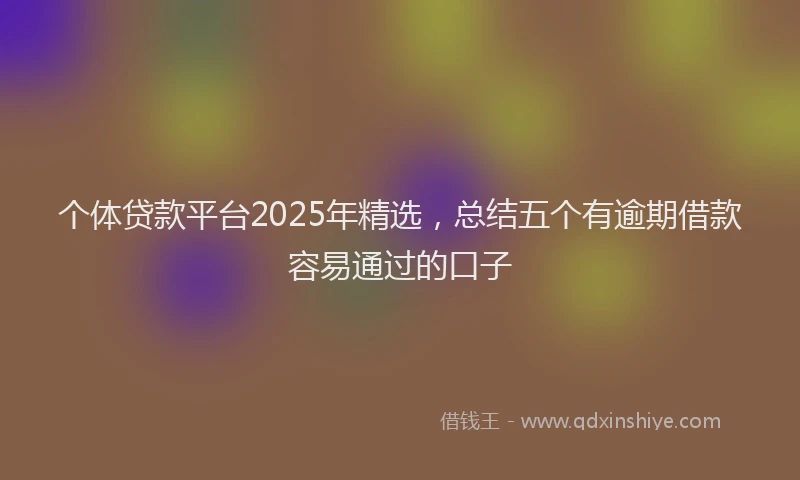 个体贷款平台2025年精选，总结五个有逾期借款容易通过的口子