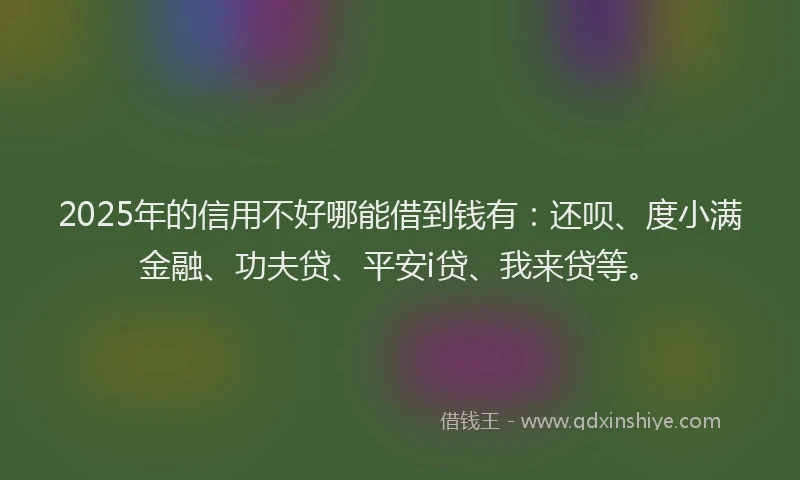 2025年的信用不好哪能借到钱有：还呗、度小满金融、功夫贷、平安i贷、我来贷等。