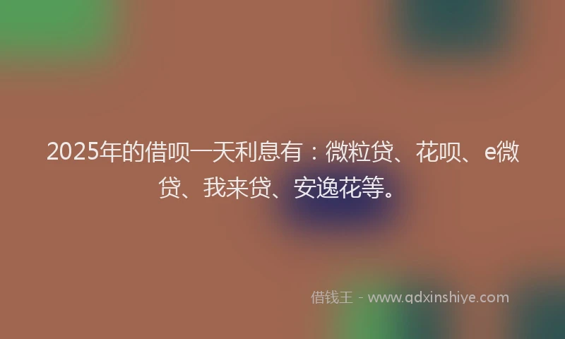 2025年的借呗一天利息有：微粒贷、花呗、e微贷、我来贷、安逸花等。