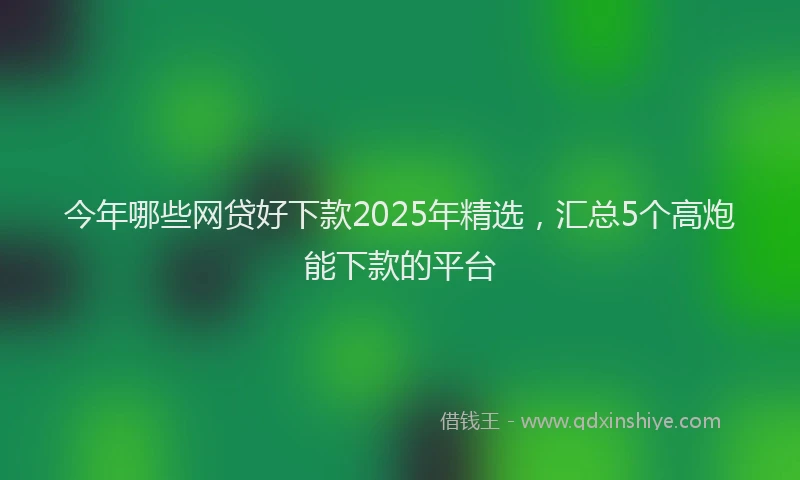 今年哪些网贷好下款2025年精选，汇总5个高炮能下款的平台