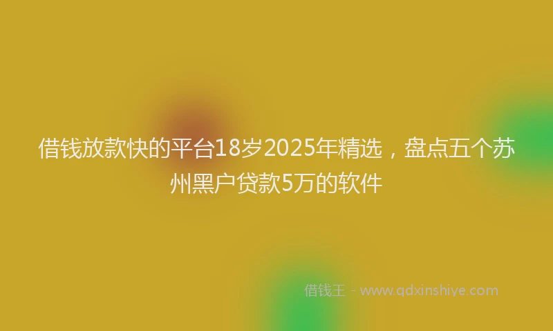 借钱放款快的平台18岁2025年精选，盘点五个苏州黑户贷款5万的软件