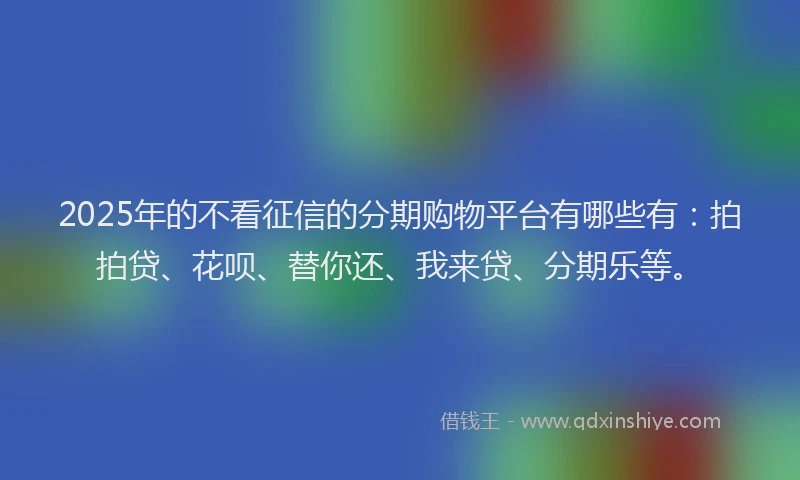 2025年的不看征信的分期购物平台有哪些有：拍拍贷、花呗、替你还、我来贷、分期乐等。