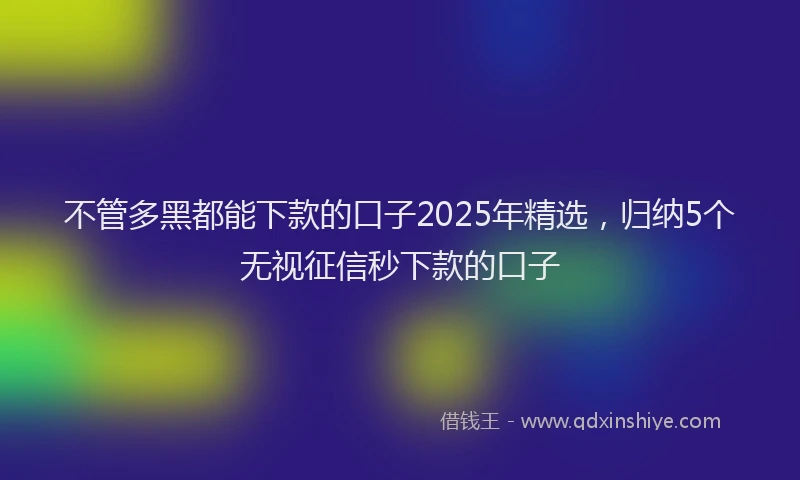 不管多黑都能下款的口子2025年精选，归纳5个无视征信秒下款的口子