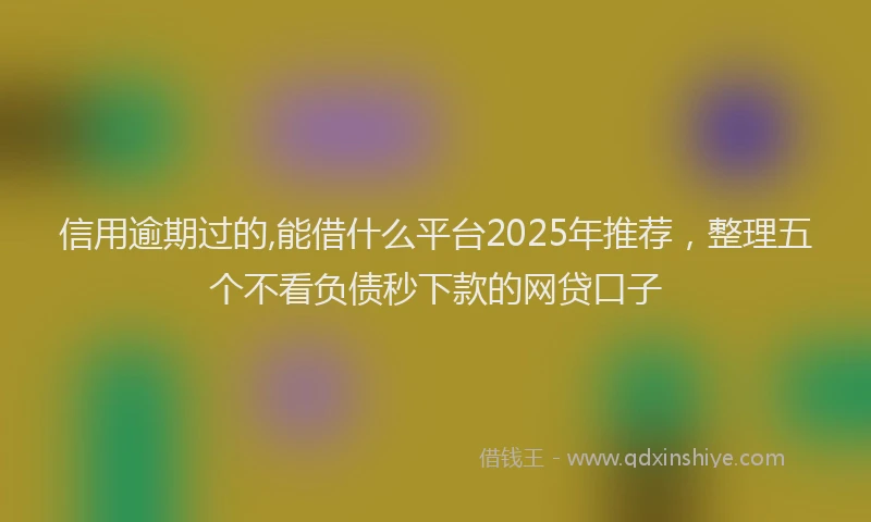 信用逾期过的,能借什么平台2025年推荐，整理五个不看负债秒下款的网贷口子