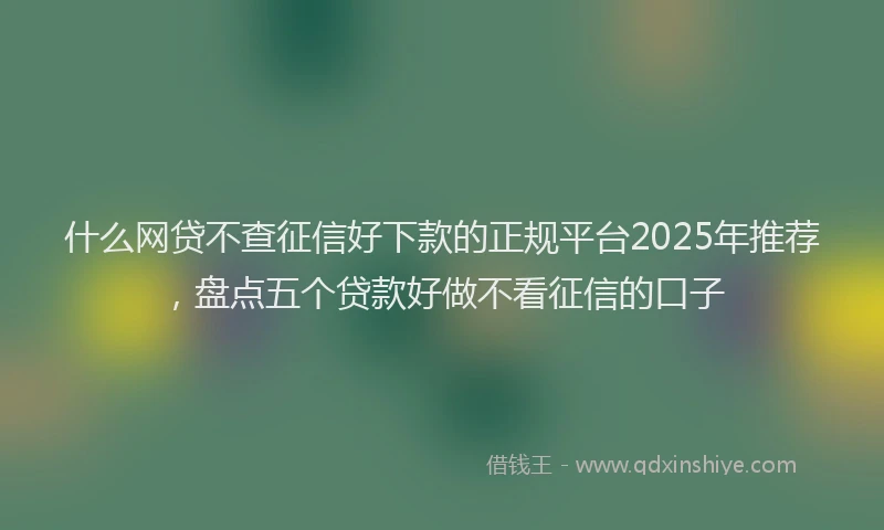 什么网贷不查征信好下款的正规平台2025年推荐，盘点五个贷款好做不看征信的口子