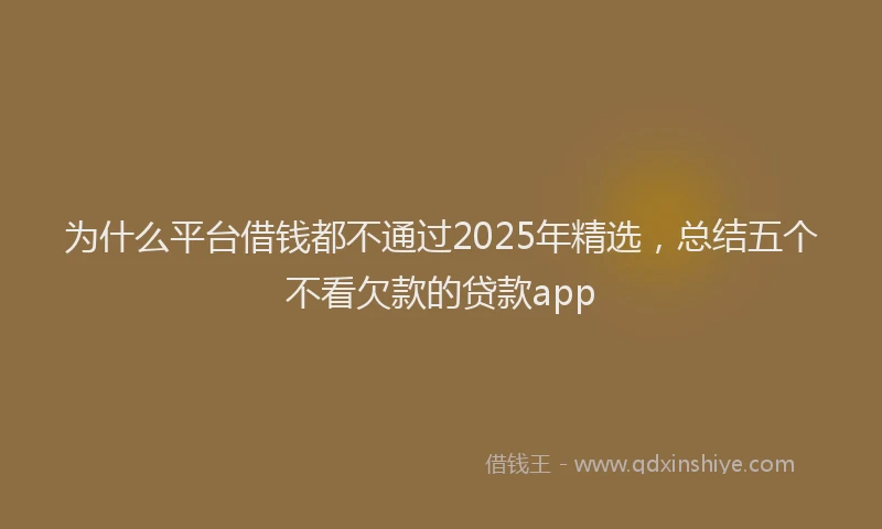 为什么平台借钱都不通过2025年精选，总结五个不看欠款的贷款app