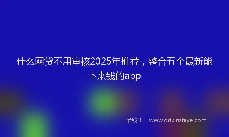 什么网贷不用审核2025年推荐，整合五个最新能下来钱的app