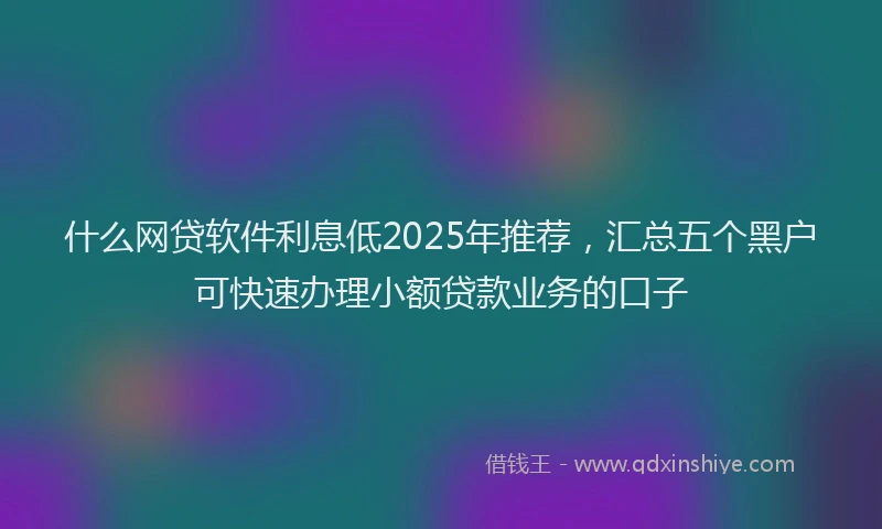 什么网贷软件利息低2025年推荐，汇总五个黑户可快速办理小额贷款业务的口子