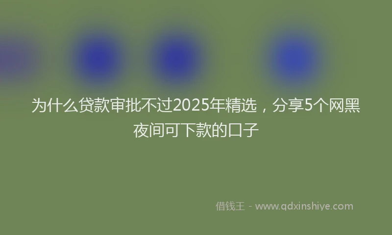 为什么贷款审批不过2025年精选，分享5个网黑夜间可下款的口子