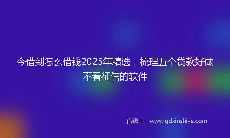 今借到怎么借钱2025年精选，梳理五个贷款好做不看征信的软件