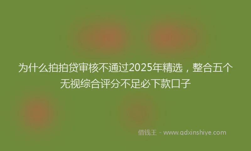 为什么拍拍贷审核不通过2025年精选，整合五个无视综合评分不足必下款口子